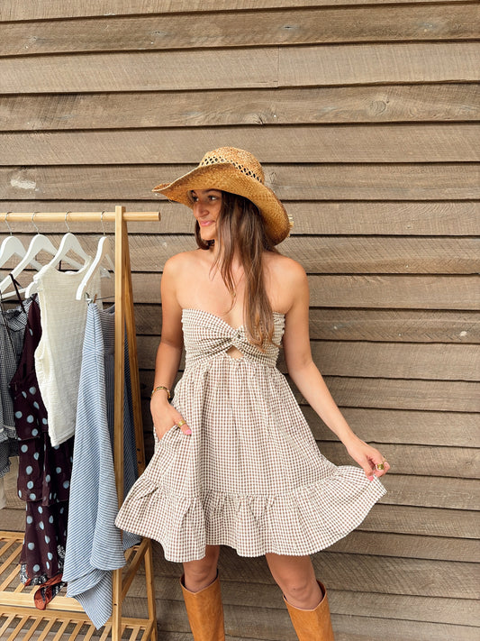 Brown gingham dress