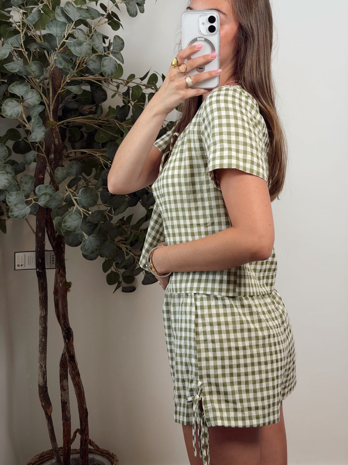 Green Gingham Short Set