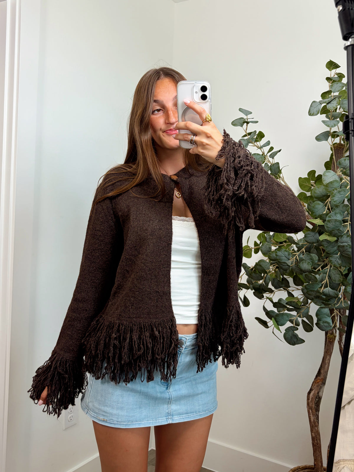 Fringe One Button Cardigan