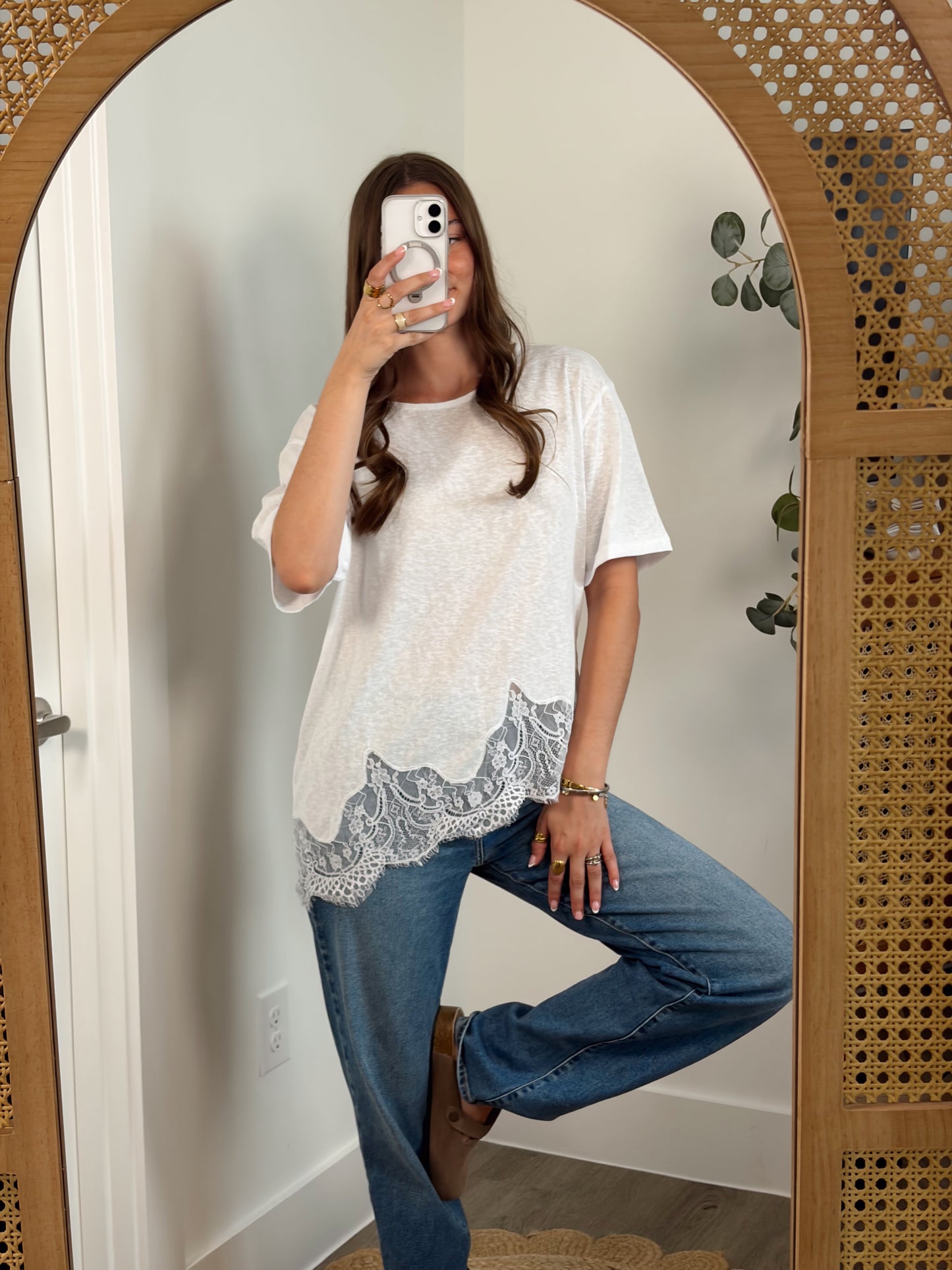 White Lace Asymmetrical Tee
