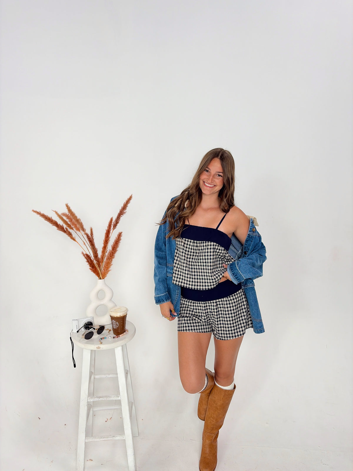 Crisp Air Plaid Fold Over Set