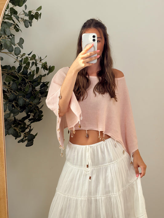 Pink Shimmer Shell Poncho