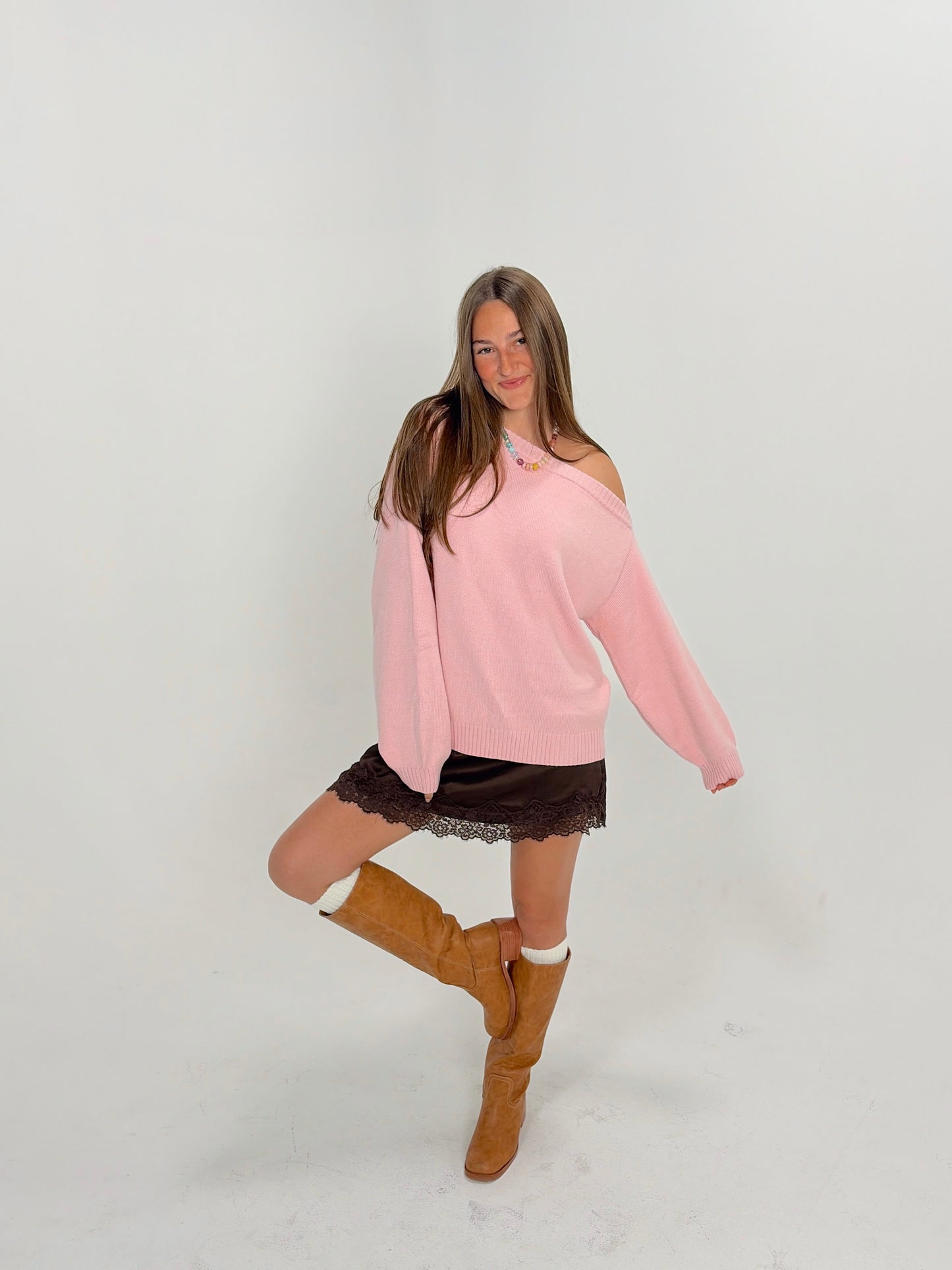Strawberry Off the Shoulder Sweater