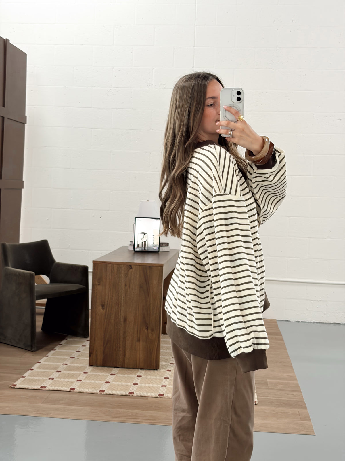 Reversible Stripe/Dots Oversized Top