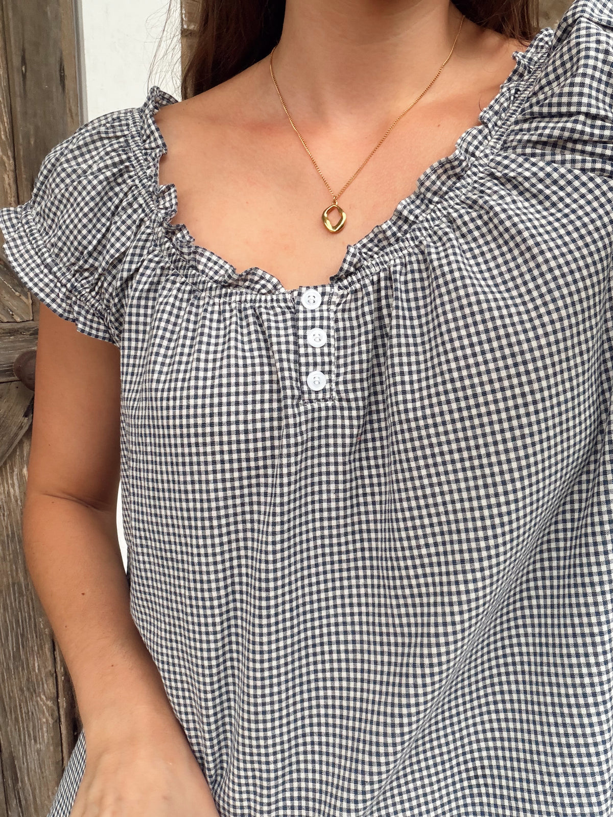 Navy Gingham Short Set