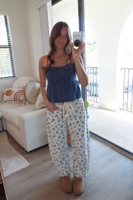 *PRE-ORDER* Barrel Me Floral Denim Pant
