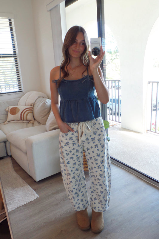 Barrel Me Floral Denim Pant