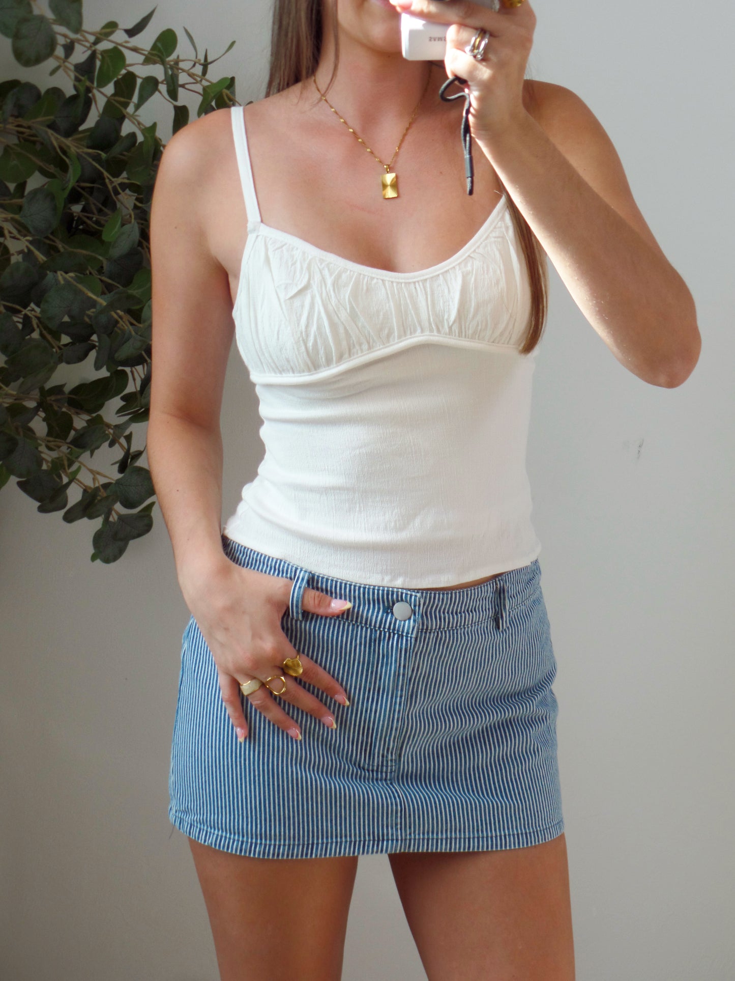 Stretchy Linen White Top