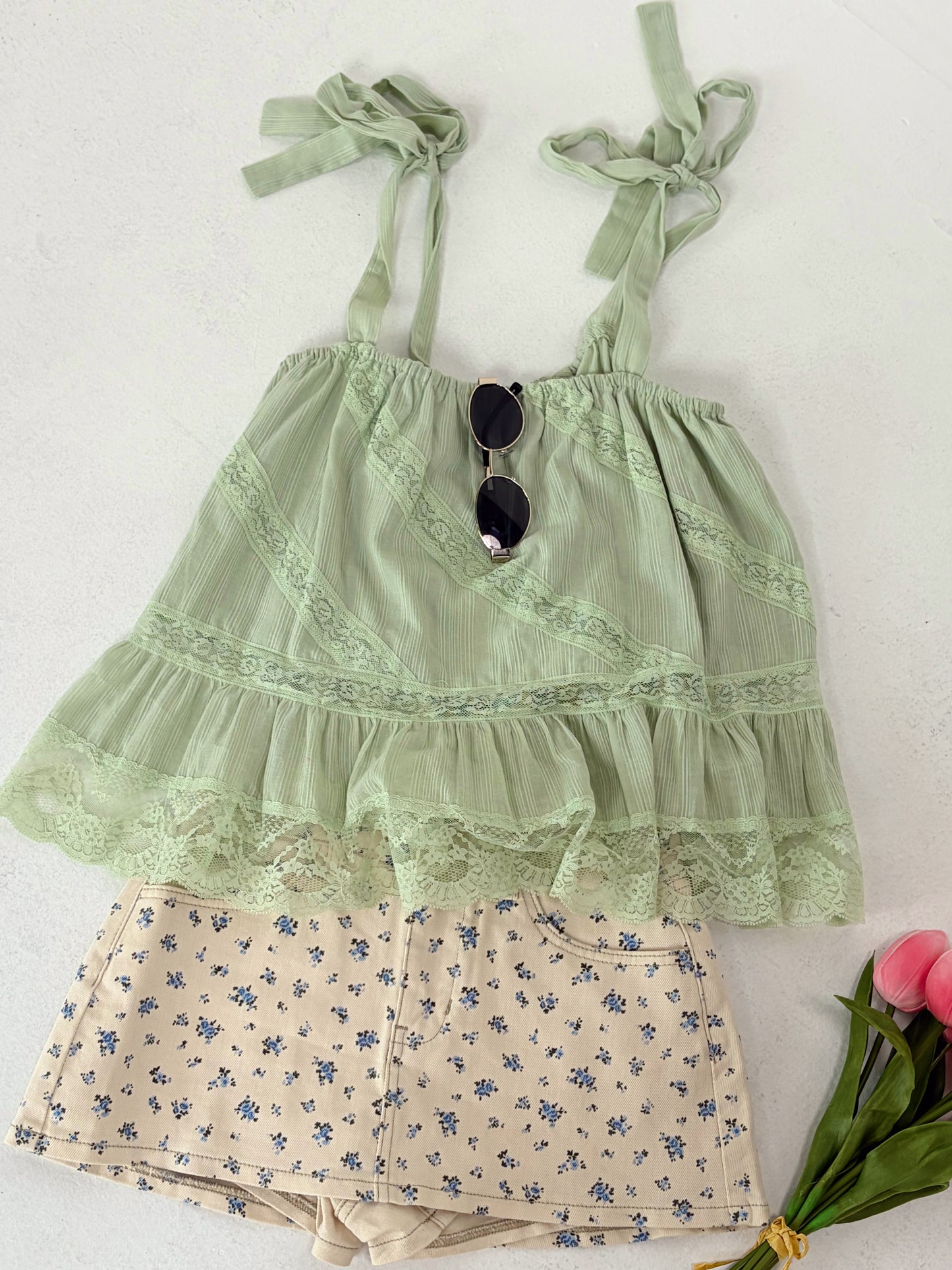 Floral Denim Skort