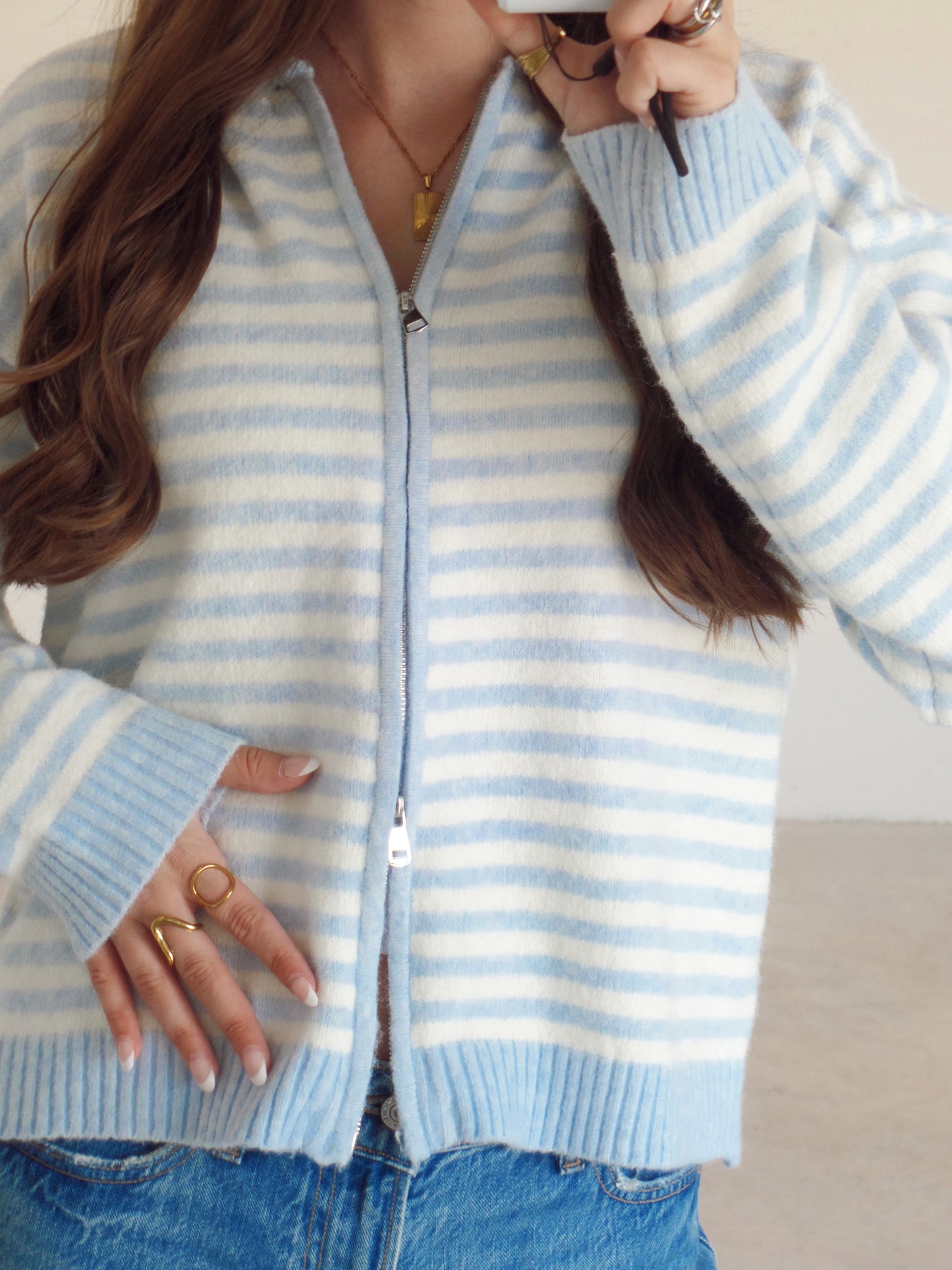 Cloudy Skies Double Zip Sweater
