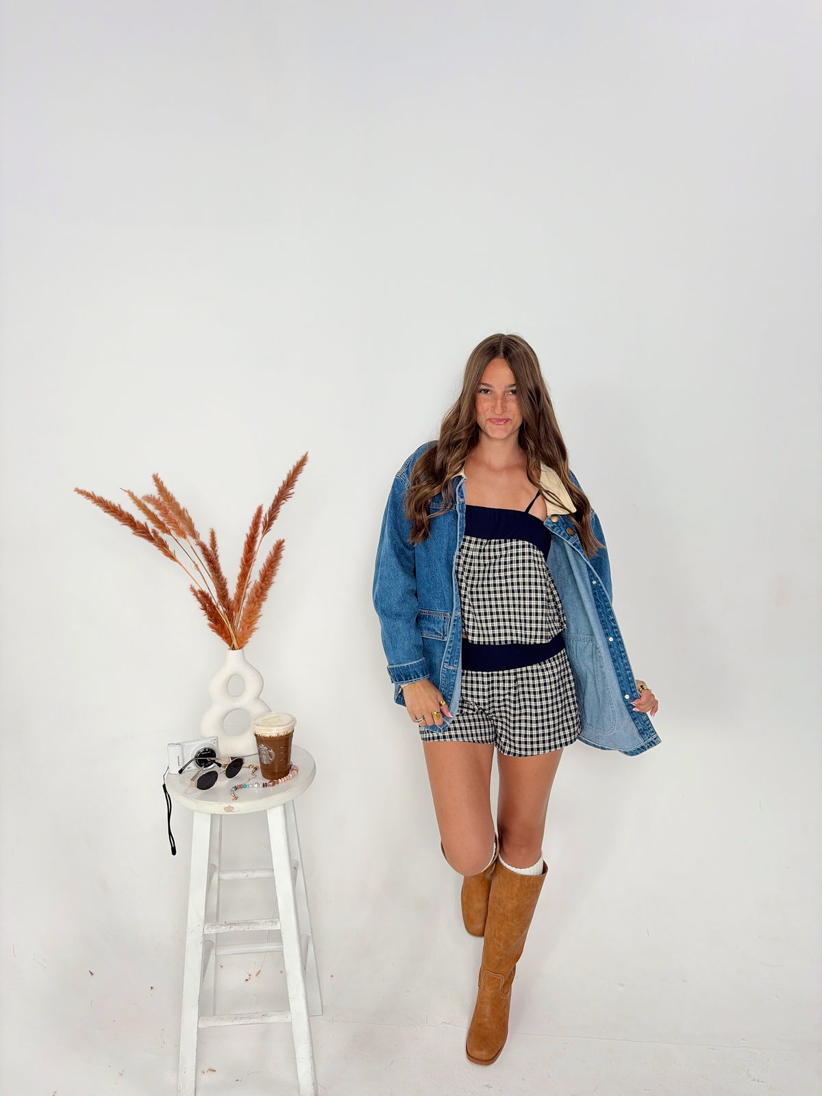 Crisp Air Plaid Fold Over Set