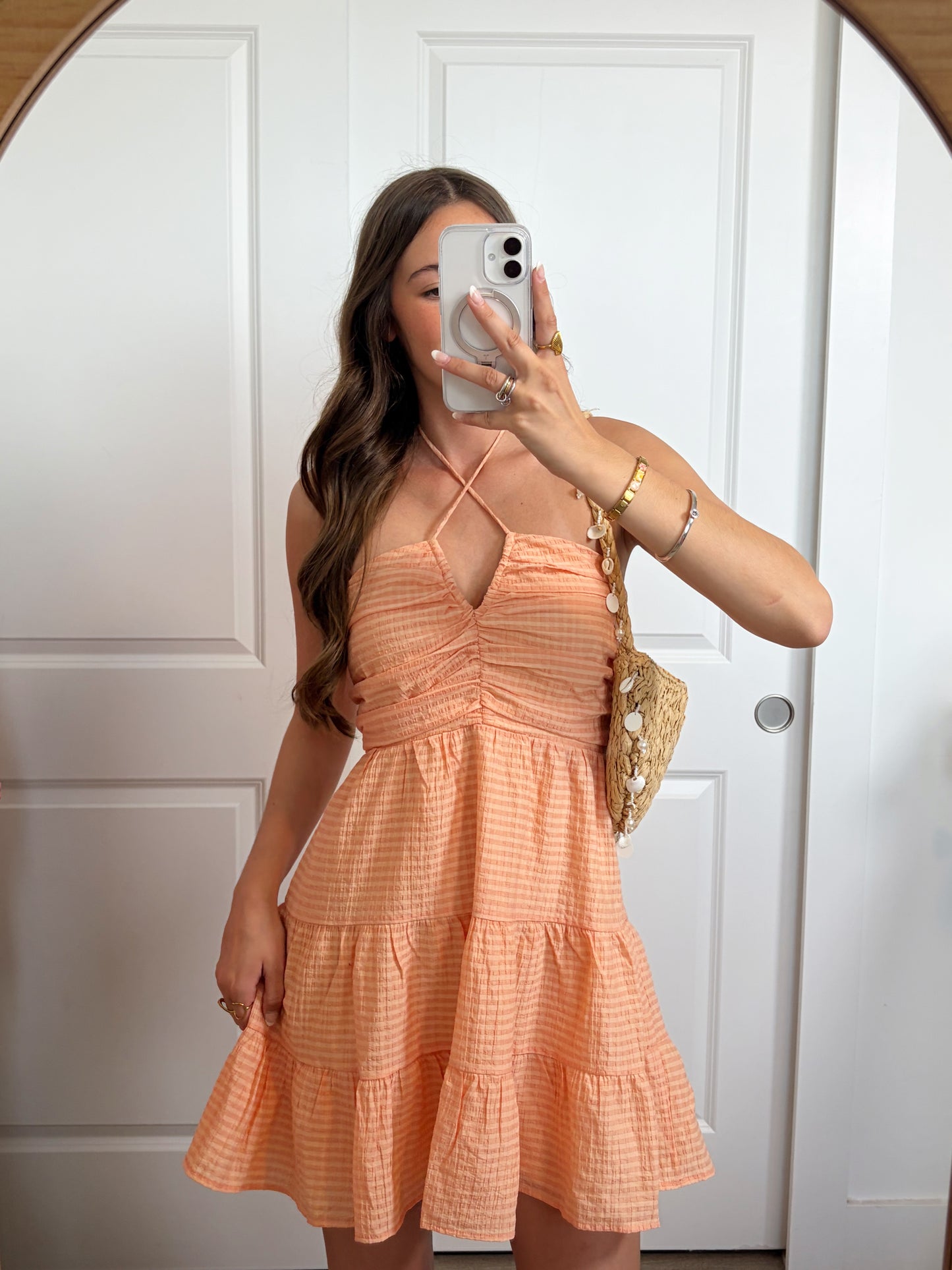 Apricot Dreams Gingham Dress