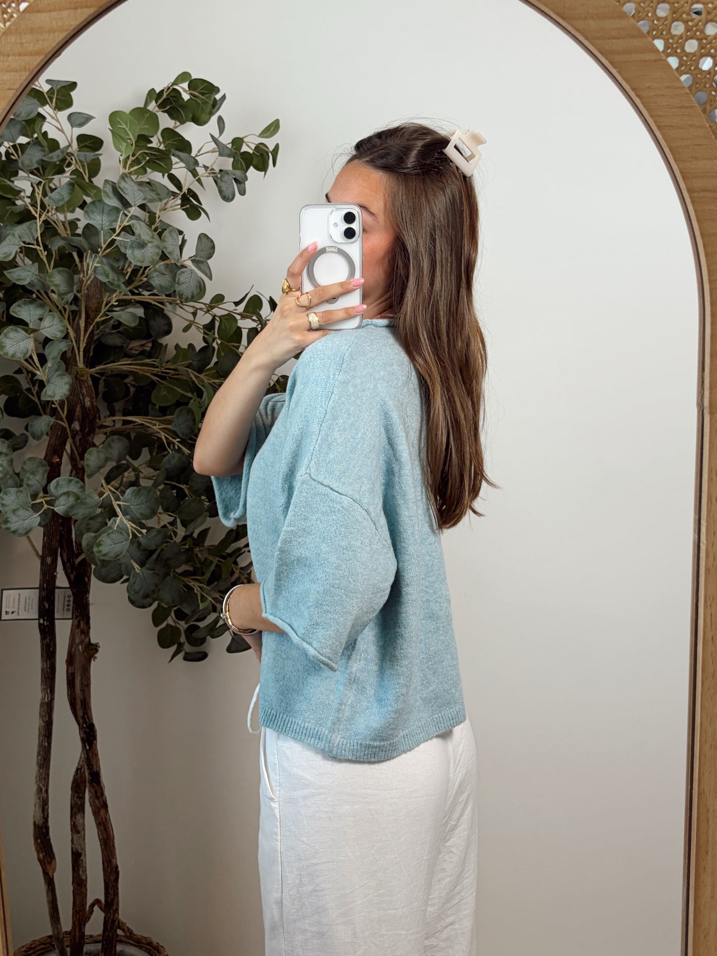 Blue Short Sleeve Cardigan