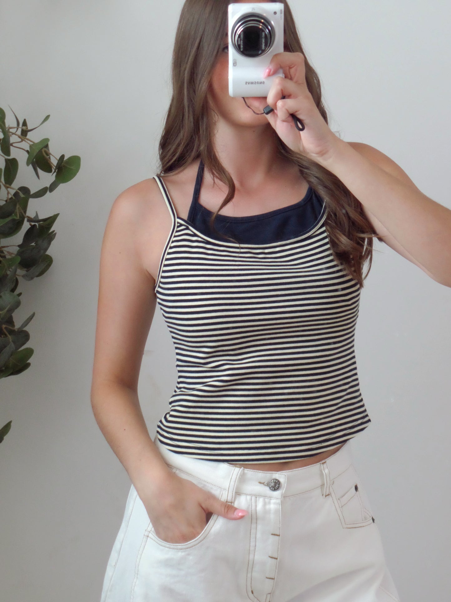 Navy Stripe Double Layer Top