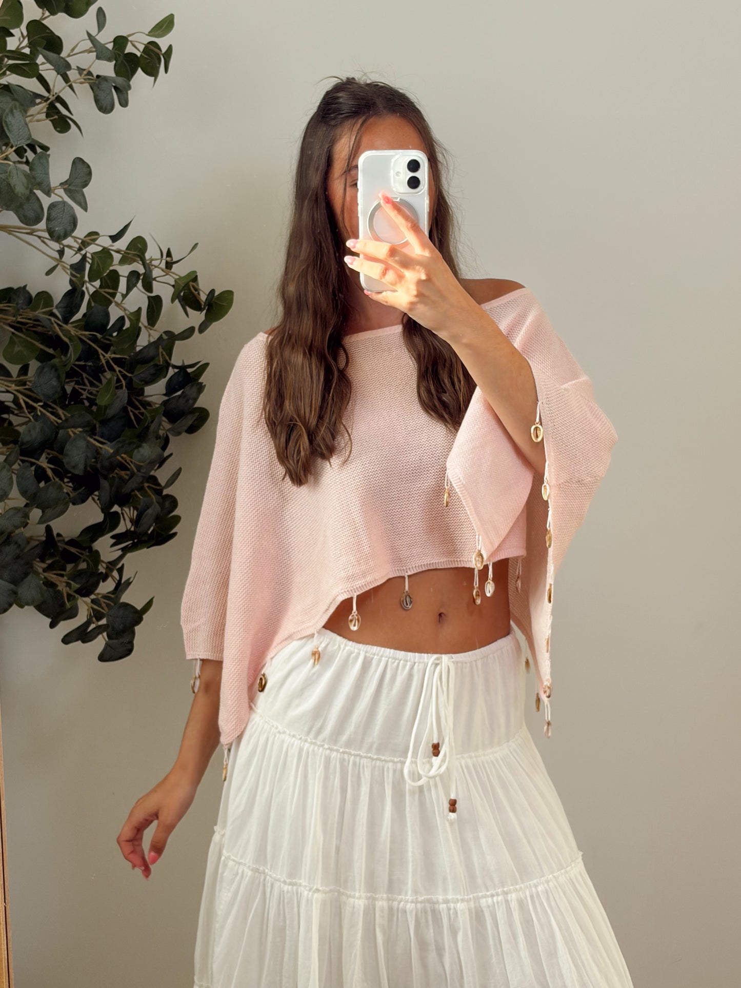 Pink Shimmer Shell Poncho
