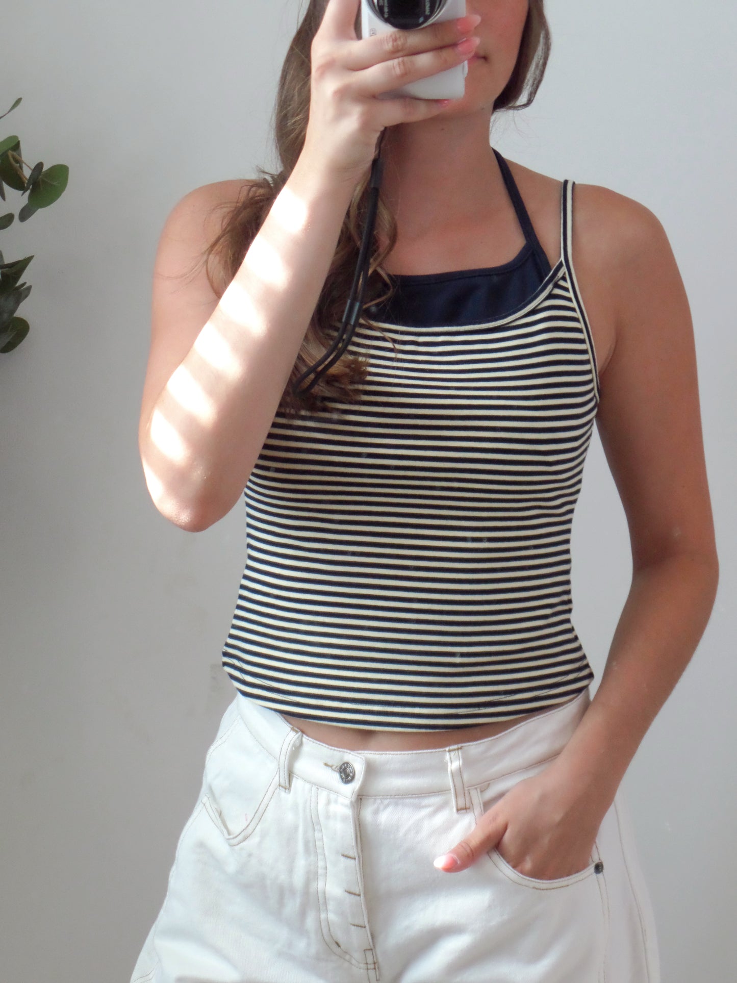 Navy Stripe Double Layer Top