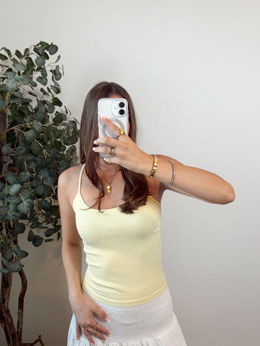 Butter Yellow Dot Seamless Tank