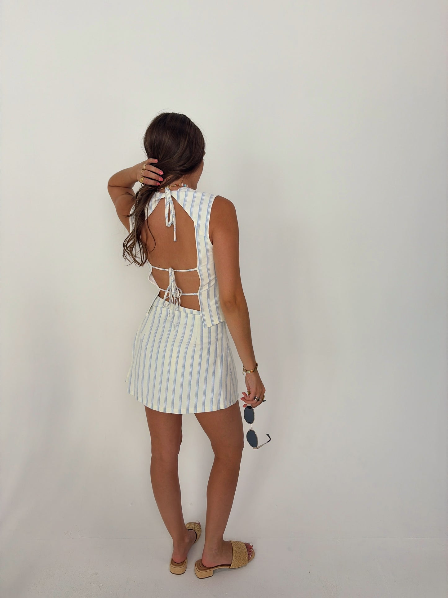 White stripe skort set