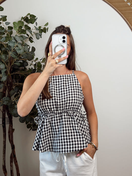 Black Gingham Top