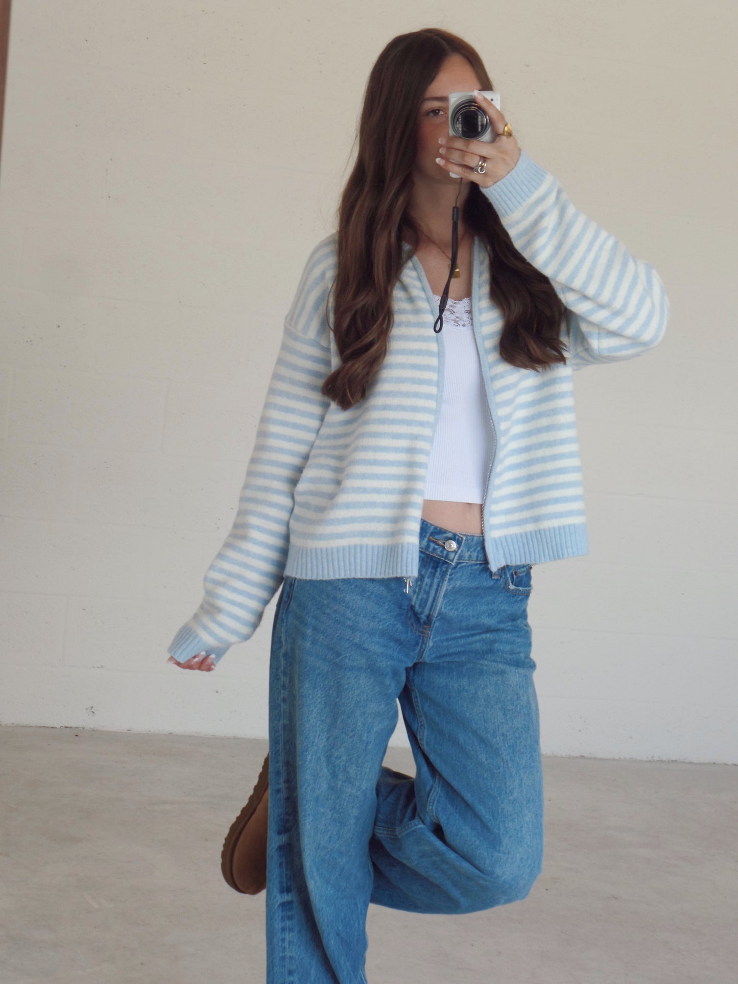 Cloudy Skies Double Zip Sweater