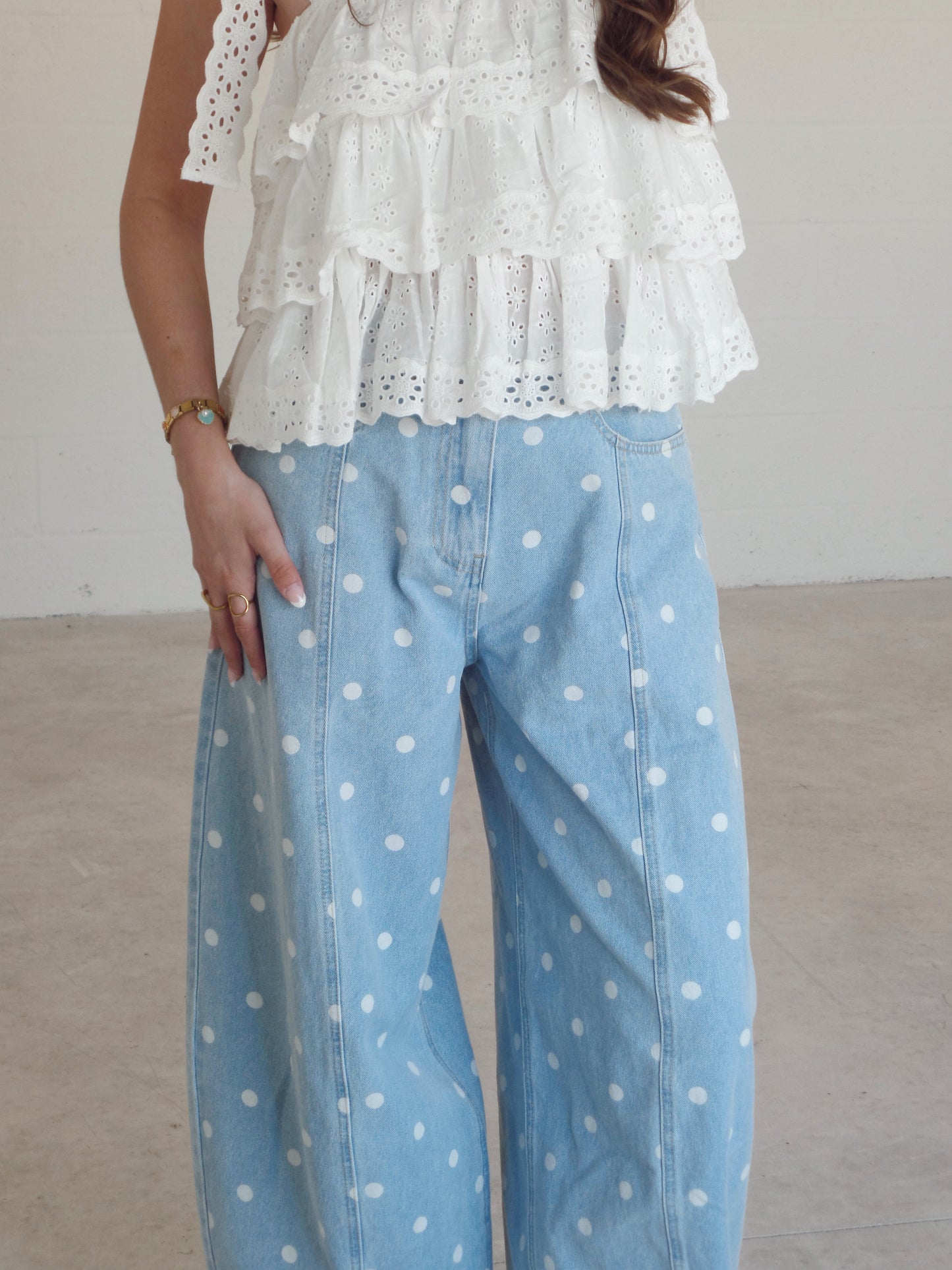 Spring Dots Barrel Jeans
