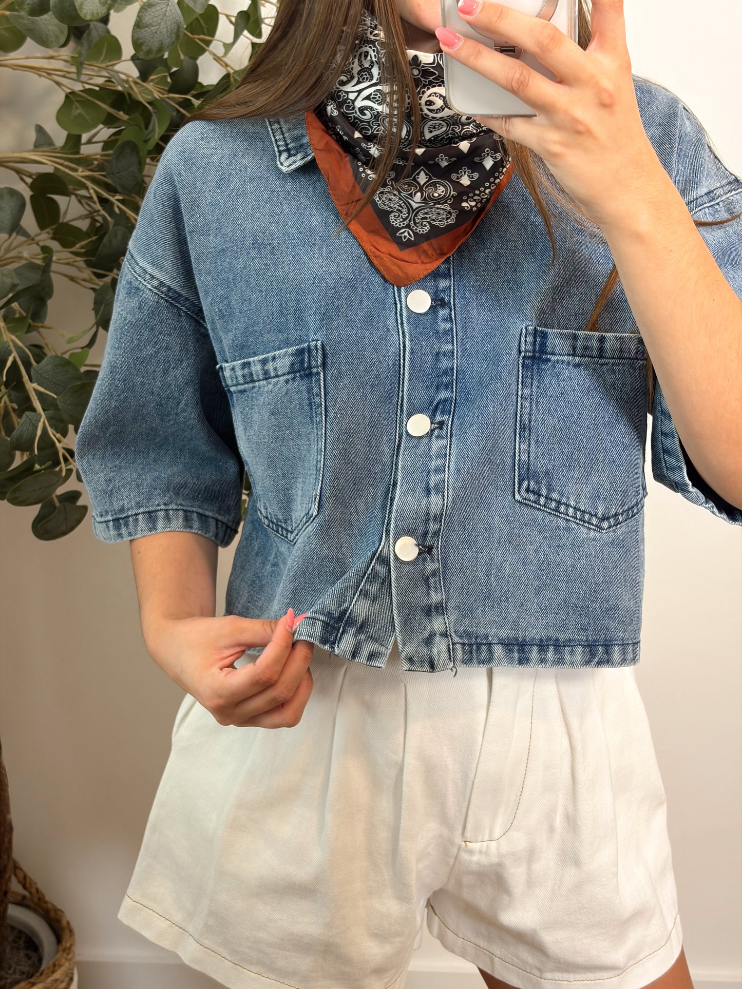 Denim Button Top
