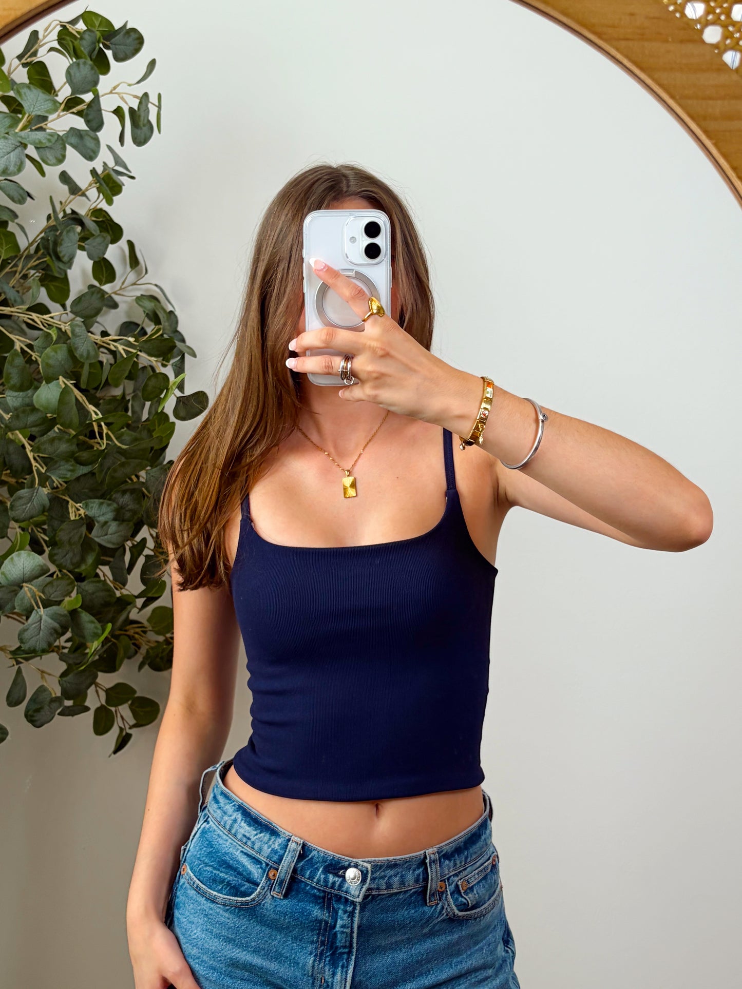Navy Reversible Seamless Tank