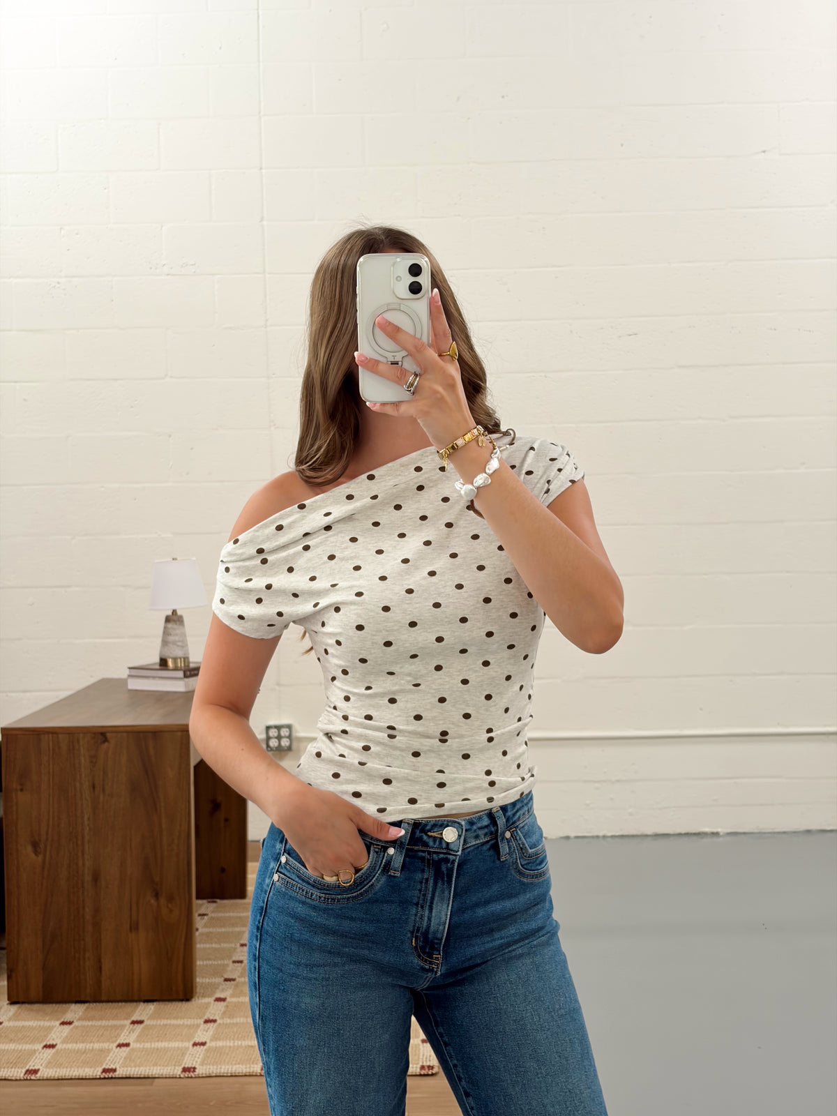 Mocha Polka Dot Top