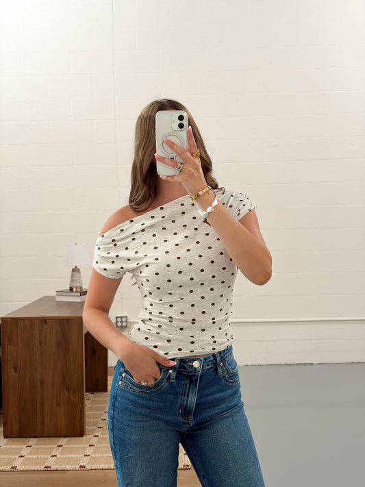 Mocha Polka Dot Top