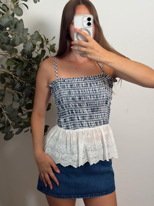 Removable Strap Gingham Top