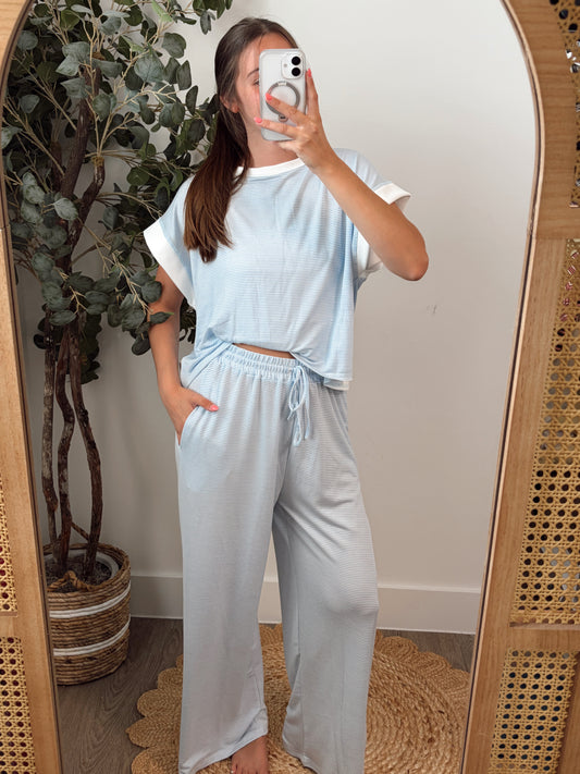 Blue Mini Stripe Set
